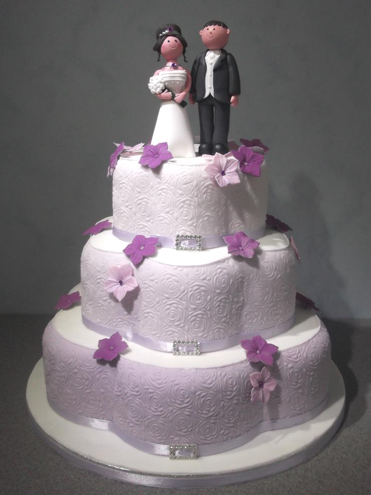 embellished lilac wedding cake
