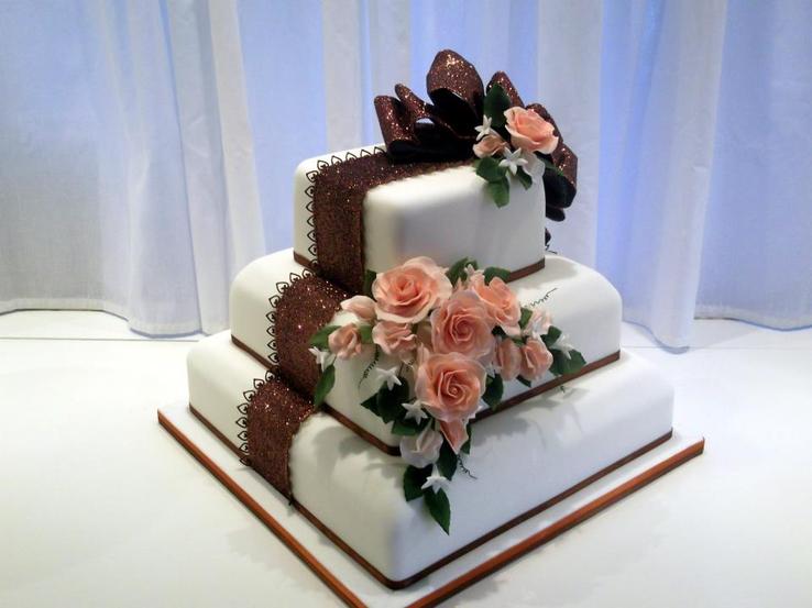glitter cascade wedding cake